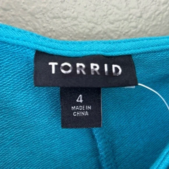 NWT Torrid Callie Off the Shoulder Terry T-Shirt Mini Dress In‎ Blue 4X - Picture 9 of 11